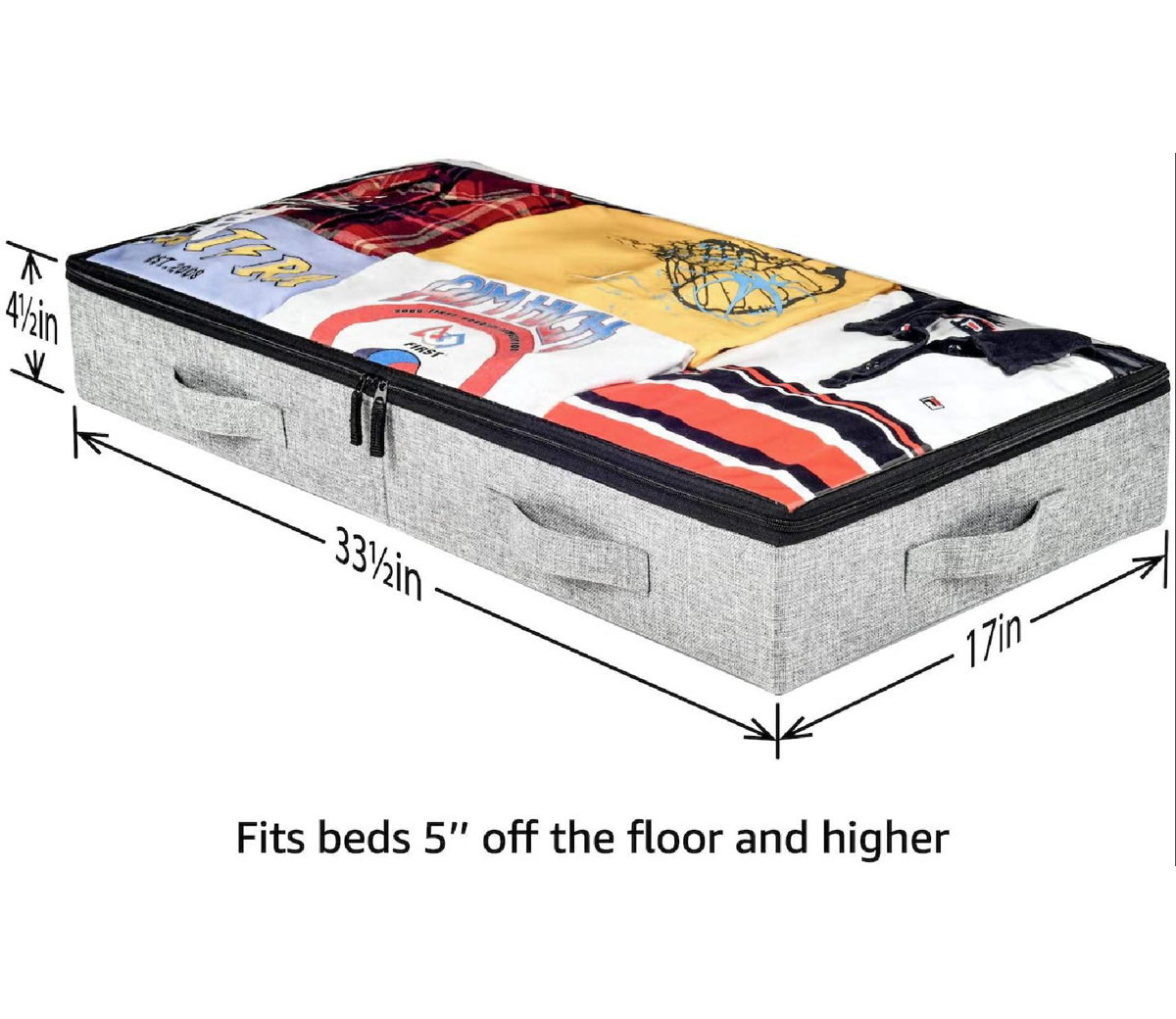 Rebrilliant Low Profile Under Bed Storage Containers, 4.5'' Tall And